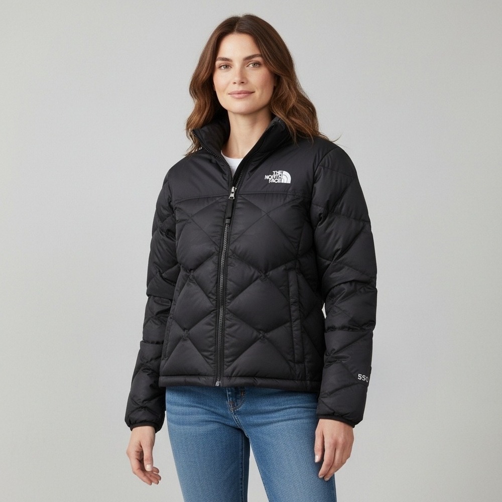 The North Face 550 Down Quilted Puffer Jacket Black Womens Medium
